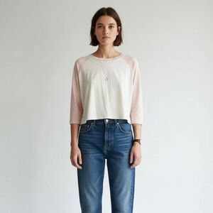 NWT FOR DAYS Cropped Pink Sleeved Baseball Tee XXL